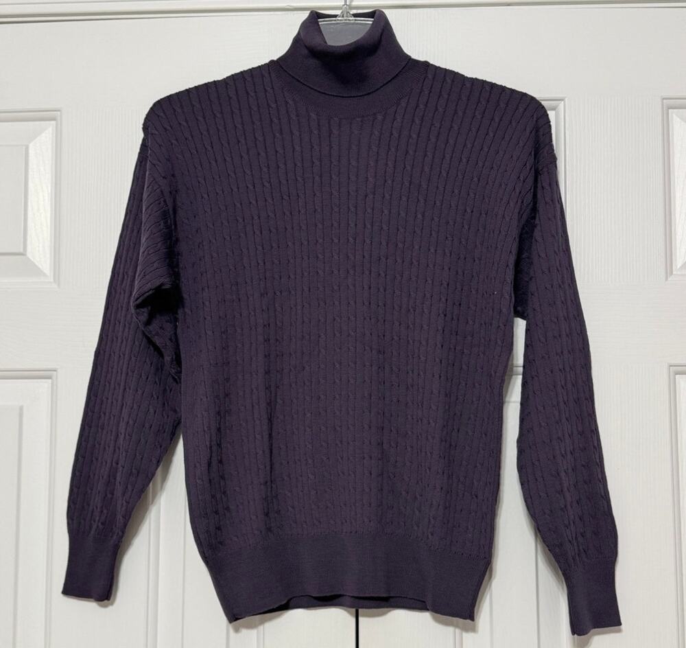 NWT Barrie Pace LTD 100% Merino Wool Turtleneck Sweater, Plum/Purple, Size L